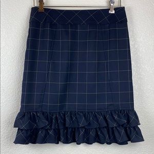 Jana Kos Ruffle Skirt Navy Blue Size 4 Lined